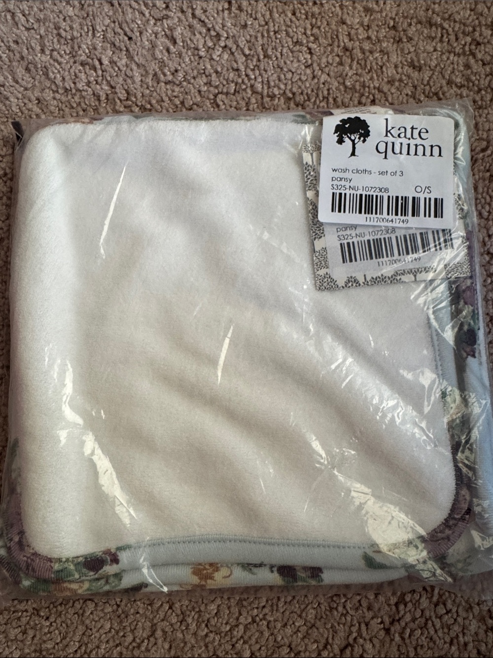 kate quinn pansy wash clothes set of 3
